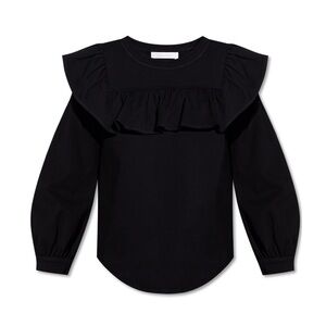 See By Chloe Ruffle Trim Blouse in Black Size S
